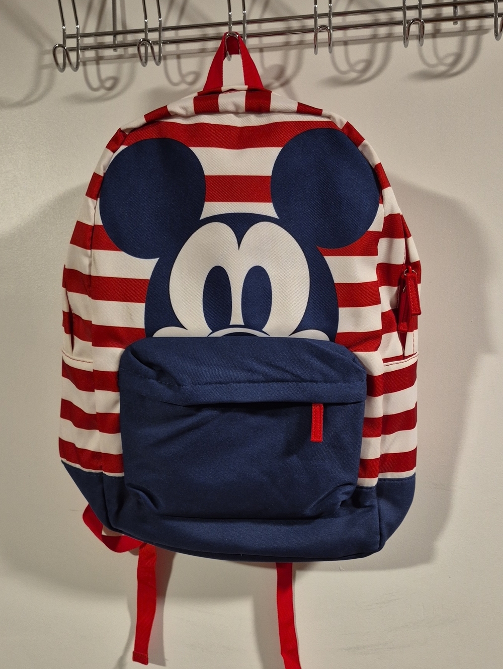 Mickey Red & Navy Striped Disney Character Backpack